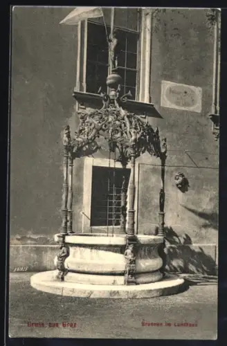 AK Graz, Brunnen im Landhaus