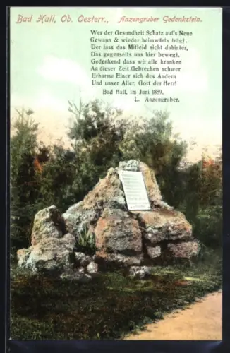AK Bad Hall /Ob. Oesterr., Anzengruber Gedenkstein