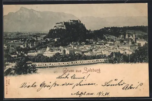 AK Salzburg, Panorama mit Bergen