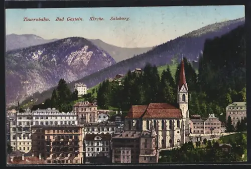 AK Bad Gastein /Salzburg, Ortsansicht mit Kirche