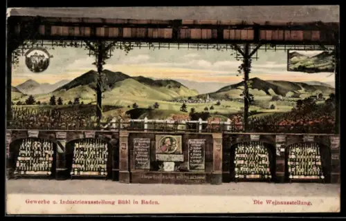 AK Bühl, Gewerbe u. Industrieausstellung, Die Weinausstellung, Ortsansicht