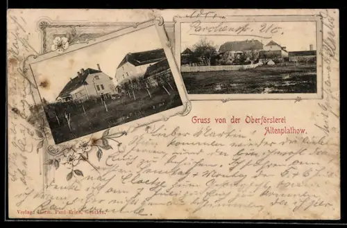 AK Altenplathow, Oberförsterei, Ortspanorama