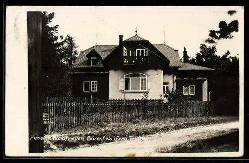 AK Bärenfels i. Erzg., Hotel Waldfrieden mit Garten