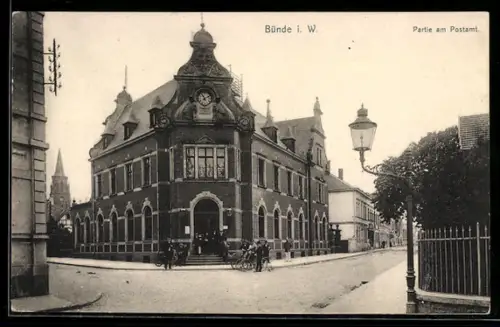 AK Bünde i. W., Strassenpartie am Postamt