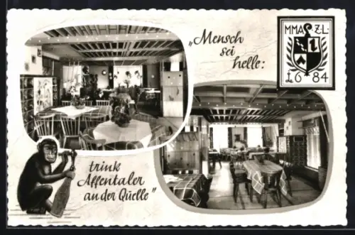 AK Affental, Gasthaus zum Auerhahn, Inh. W. Winkler, Gastraum und Saal für 250 Personen