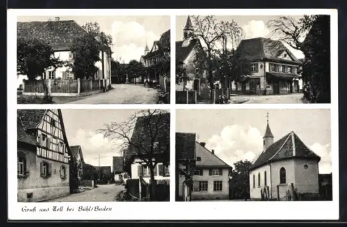 AK Zell / Otterweier, Gasthaus Zum Löwen, Inh. Karl Zuber, Ortsansichten mit Kirche