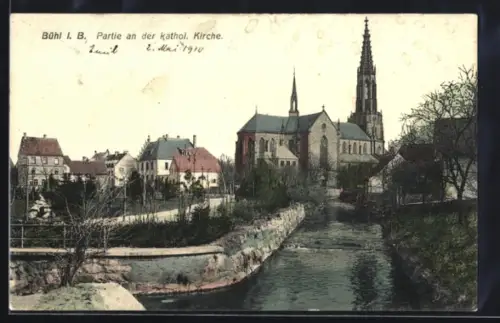 AK Bühl i. B., Partie an der kathol. Kirche