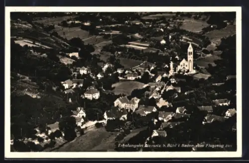 AK Neusatz b. Bühl, Luftaufnahme mit Kirche