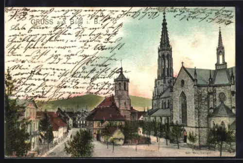 AK Bühl i. B., Kirche und Ortsansicht