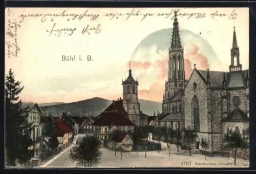 AK Bühl i. B., Kirche und Marktplatz