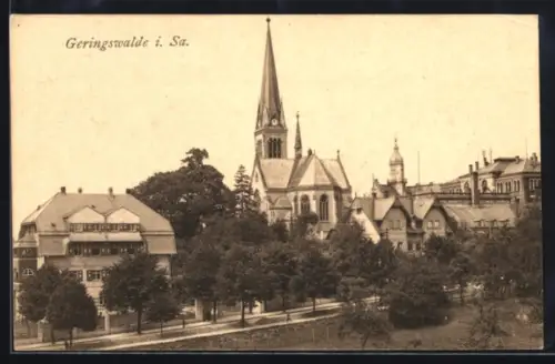 AK Geringswalde i. Sa., Kirche und Ortsansicht