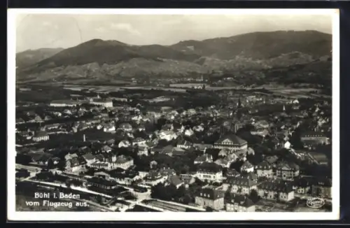AK Bühl i. Baden, Ortsansicht vom Flugzeug aus