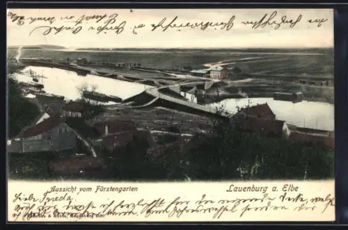 AK Lauenburg a. Elbe, Aussicht vom Fürstengarten