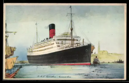 AK Passagierschiff RMS Carinthia der Cunard Line vor Anker liegend