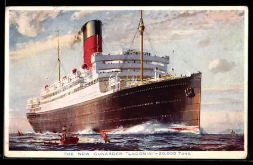 Künstler-AK Passagierschiff Laconia der Cunard Line in voller Fahrt