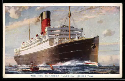 Künstler-AK Passagierschiff Laconia der Cunard Line in voller Fahrt