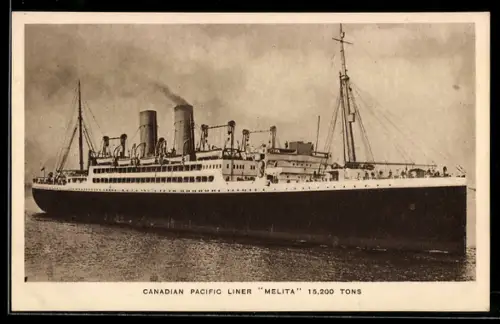 AK Passagierschiff Melita der Canadian Pacific Line in ruhiger See