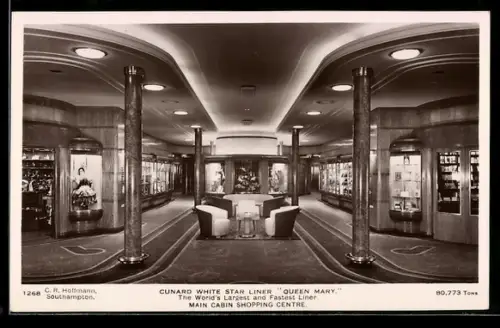 AK Cunard White Star Liner Queen Mary, Main Cabin Shopping Centre, Passagierschiff