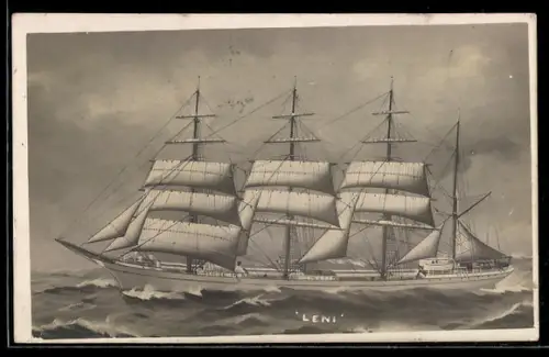 AK Viermast-Bark Leni auf hoher See, Segelschiff