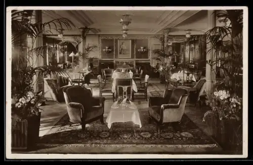 AK Turbinen-Schnelldampfer Cap Arcona, Innenansicht der Halle, Passagierschiff