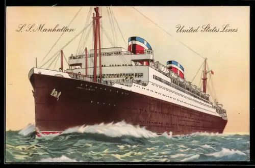 AK Passagierschiff S.S. Manhattan der United States Lines in voller Fahrt