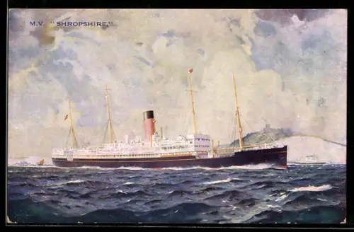 AK Passagierschiff M.V. Shropshire vor der Küste