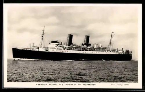 AK Passagierschiff S.S. Duchess of Richmond der Canadian Pacific Line auf See