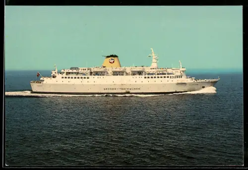 AK Fährschiff Travemünde in Seitenansicht, Baujahr 1971