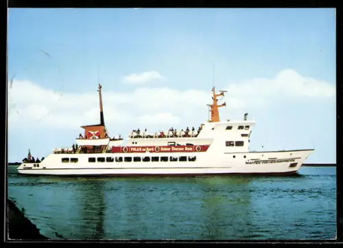 AK Passagierschiff Wappen von Heiligenhafen für Hochsee-Angelfahrten um die Insel Fehmarn
