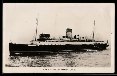 AK Britisches Passagierschiff R.M.S. Lady of Mann in Fahrt