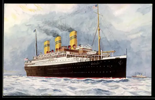Künstler-AK Passagierschiff S.S. Resolute der United American Lines in Fahrt auf See