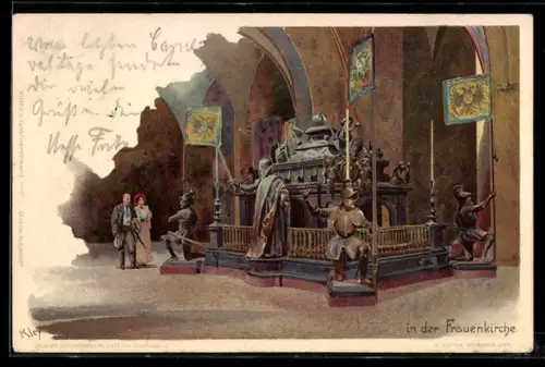 Künstler-AK Heinrich Kley: München, Inneres der Frauenkirche