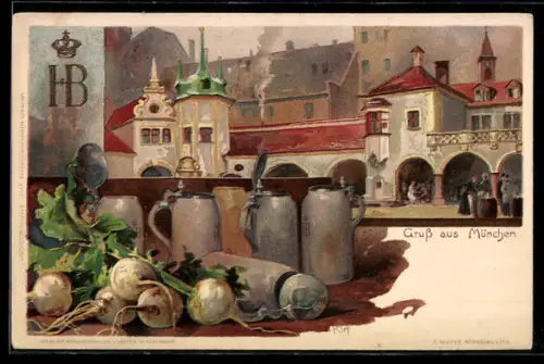 Künstler-AK Heinrich Kley: München, Hofbräuhaus am Platzl