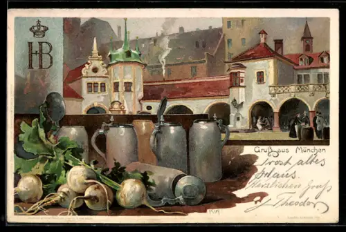 Künstler-AK Heinrich Kley: München, Hofbräuhaus am Platzl