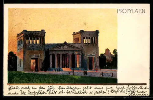 Künstler-AK Heinrich Kley: München, Partie an den Propylaen