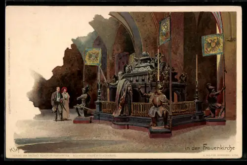 Künstler-AK Heinrich Kley: München, Inneres der Frauenkirche