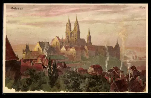 Künstler-AK Heinrich Kley: Meissen, Schlossberg mit d. neuen Dom