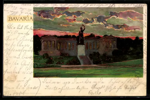 Künstler-AK Heinrich Kley: München, Bavaria bei Sonnenuntergang
