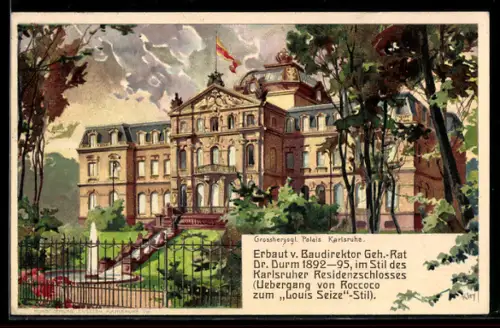 Künstler-AK Heinrich Kley: Karlsruhe, Erbgrossherzogl. Palais