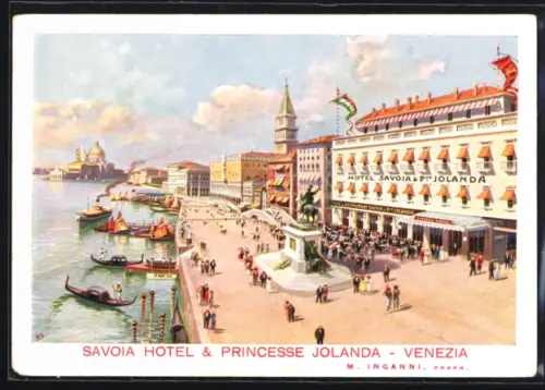 Künstler-AK Venezia, Savoia Hotel & Princesse Jolanda