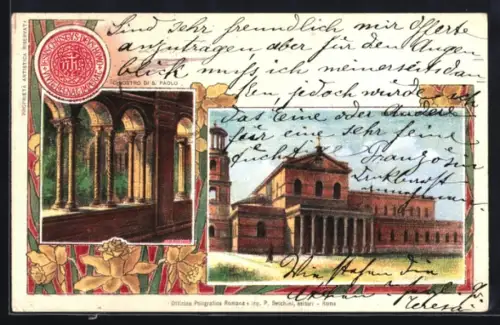 Lithographie Rom, Basilica di S. Paolo, Chiostro di S. Paolo