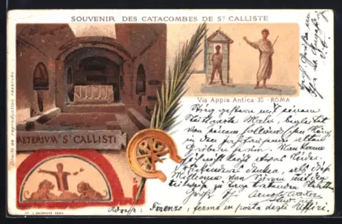 Lithographie Roma, Catacombes de St Calliste, Via Appia