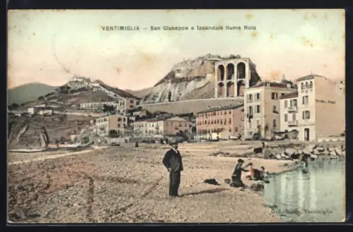 AK Ventimiglia, San Giuseppe e lavandaie fiume Roia