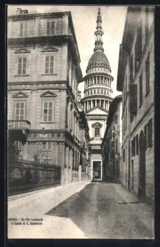 AK Novara, Via Pier Lombardo e Cupola di S. Gaudenzio