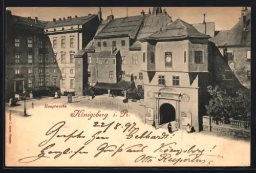 AK Königsberg i. Pr., Hauptwache mit Schilderhaus