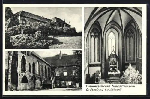 AK Lochstedt, Ostpreussisches Heimatmuseum in der Ordensburg, Innen- und Aussenansichten