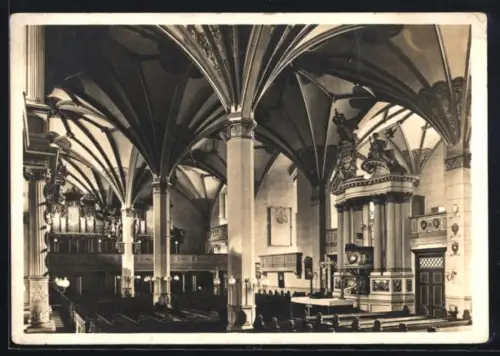 AK Königsberg i. Pr., Schlosskirche, Innenansicht mit Orgel