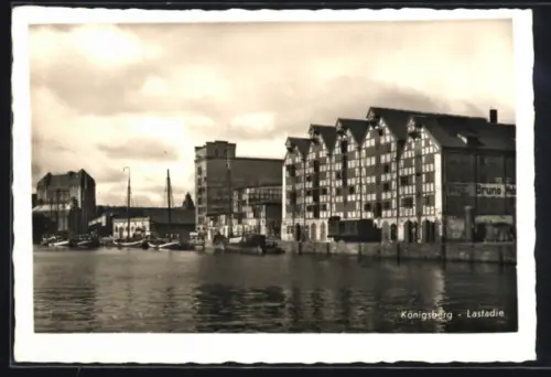 AK Königsberg, Lastadie mit Segelschiffen