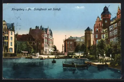 AK Königsberg, Schlossteich mit Schloss