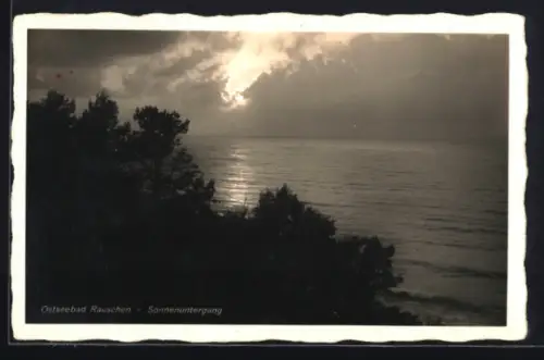 AK Rauschen, Ausblick auf die Ostsee bei Sonnenuntergang